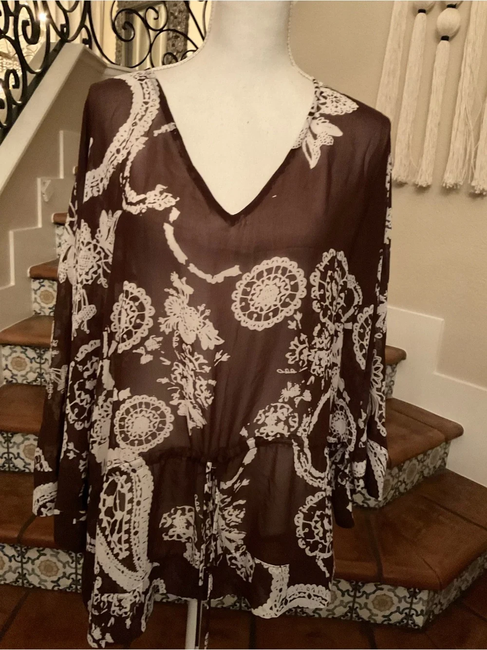 Focus 2000 Brown and White Floral Swim Tunic